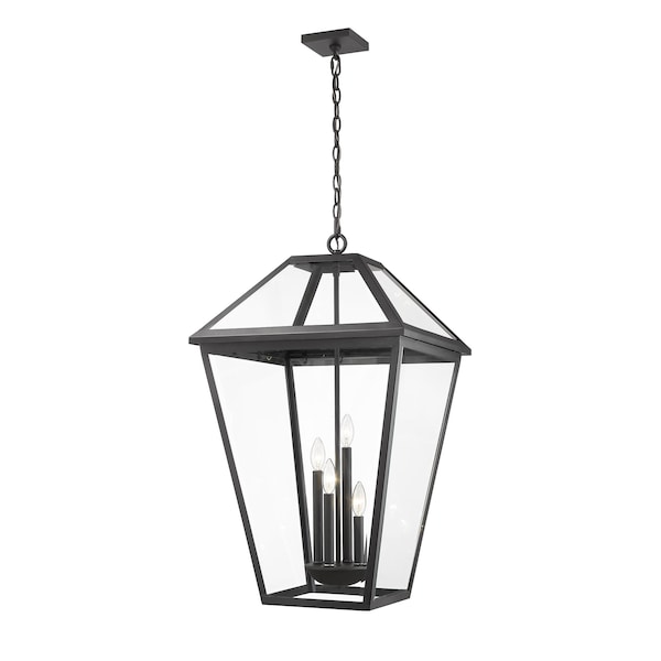 Z-Lite Talbot 4 Light Outdoor Chain Mount Ceiling Fixture, Black & Clear Beveled 579CHXLX-BK - main
